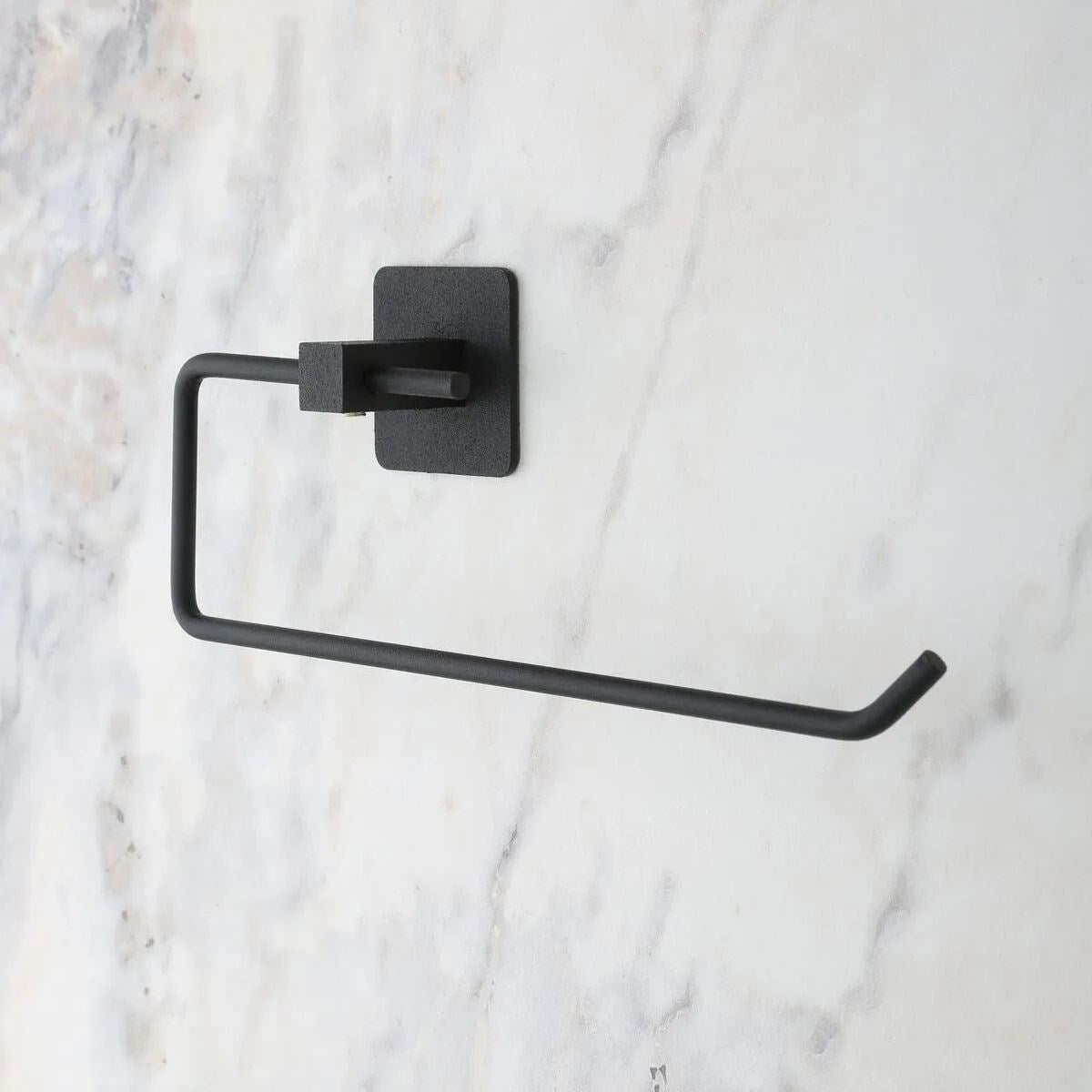 JetBura® Kendiliğinden Yapışkanlı Siyah Paslanmaz Metal Rulo Havluluk Aparat