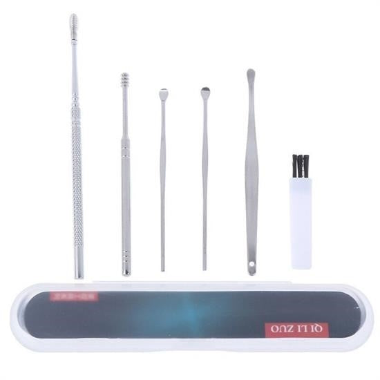 JetBura® 6 Parça Paslanmaz Çelik Kulak Balmumu Toplayıcı Çıkarıcı Temizleyici Bakımı Çubuk Seti
