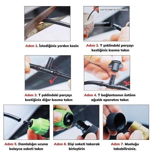 JetBura® 10 Metre Kendin Yap Balkon Veranda Çardak Kamelya Sulama Serinletme ve Nemlendirme Sistemi