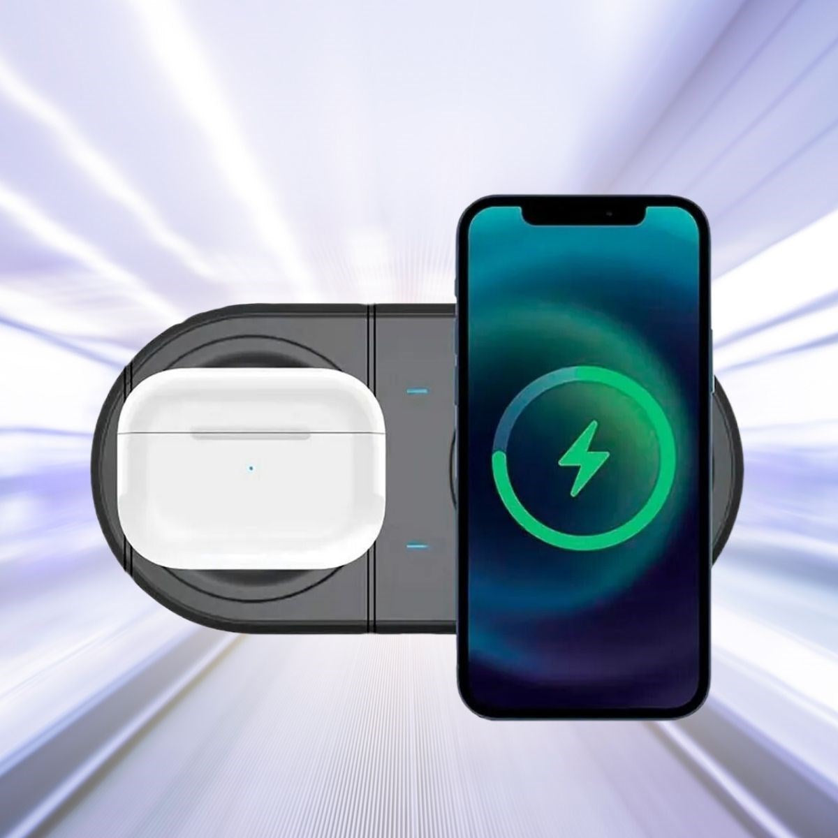 JetBura® 2si 1arada Kablosuz Saat,Kulaklık ve Telefon Hızlı Şarj Etme Aparatı