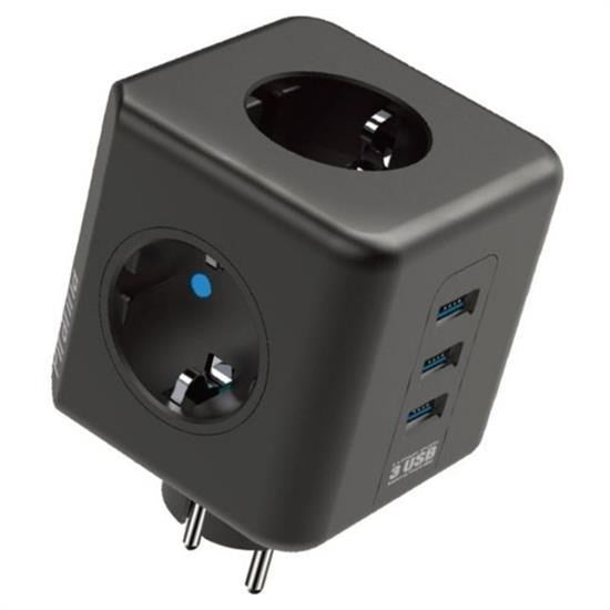 JetBura® Isıya Dayanıklı Termal Akım Korumalı ve Çocuk Korumalı 3 Priz Girişli 3 USB Girişli Küp Priz
