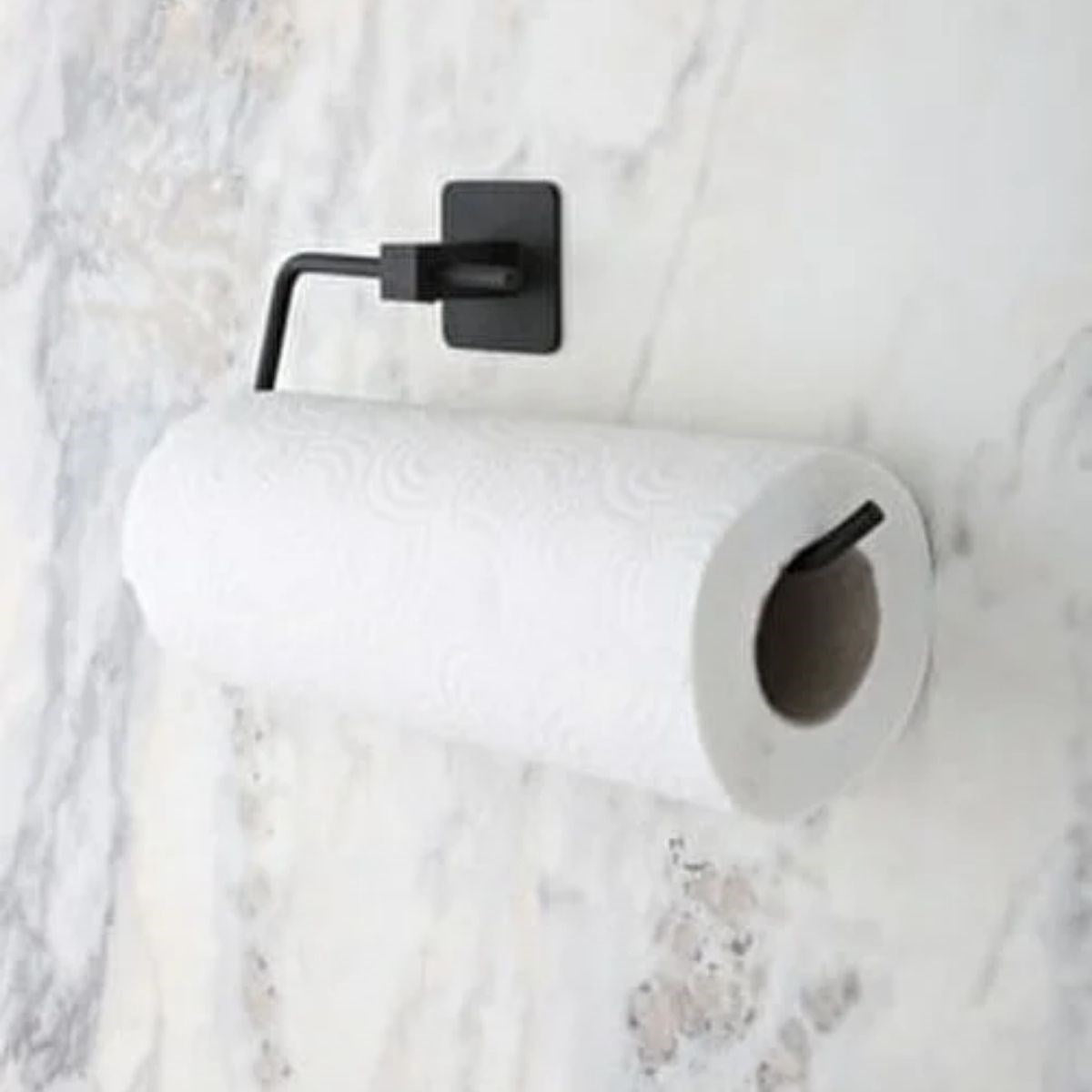 JetBura® Kendiliğinden Yapışkanlı Siyah Paslanmaz Metal Rulo Havluluk Aparat