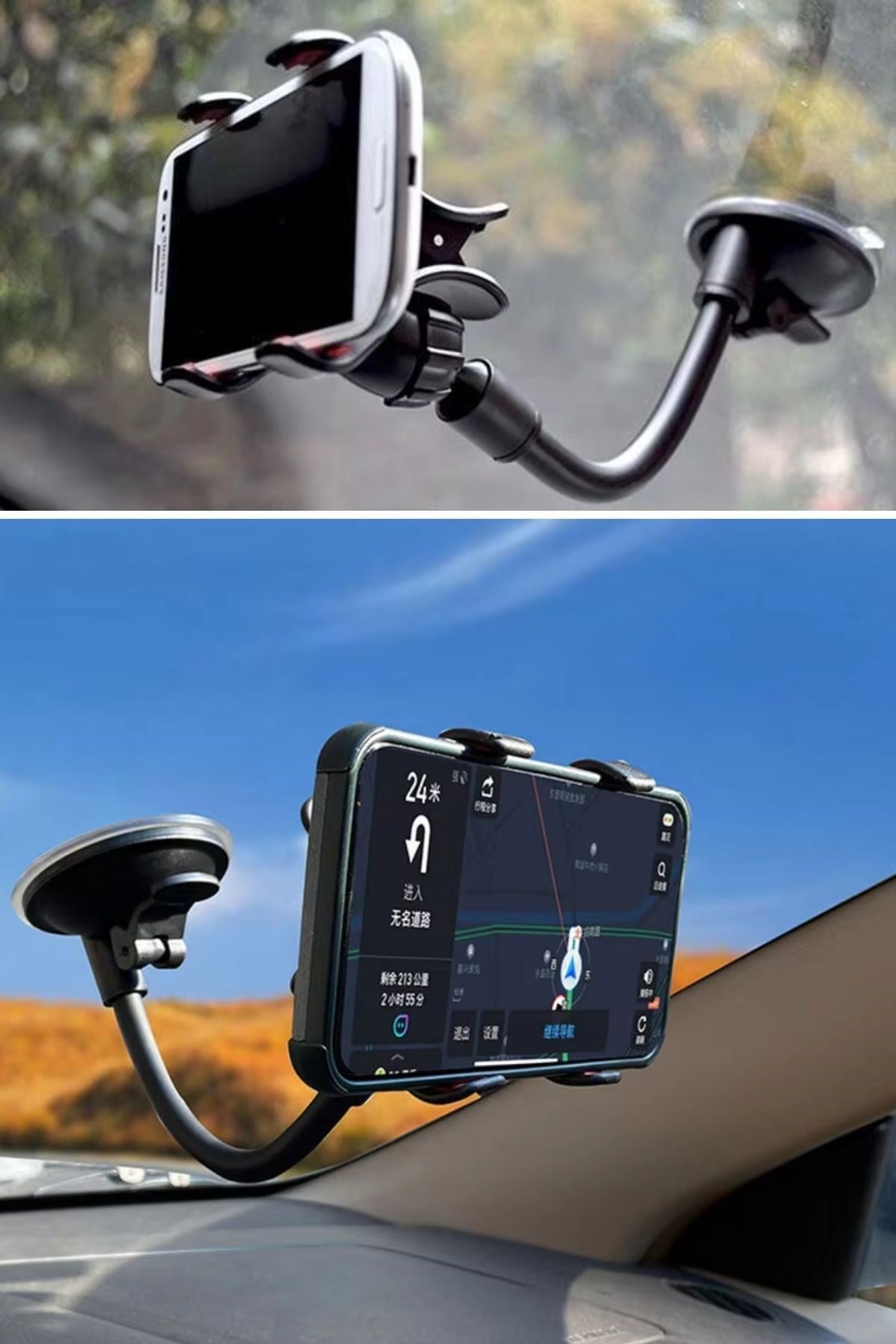 JetBura® Akrobat Cama Sabitlenen Güçlü Vakumlu 360 Derece Dönen Tüm Modellere Uyan Oto Telefon Tutucu