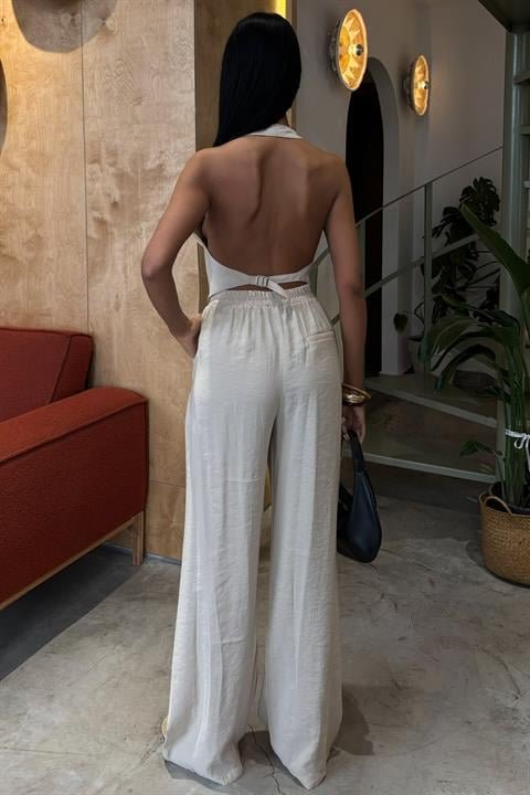 Halter Yaka Yelekli Modal Takım 10144