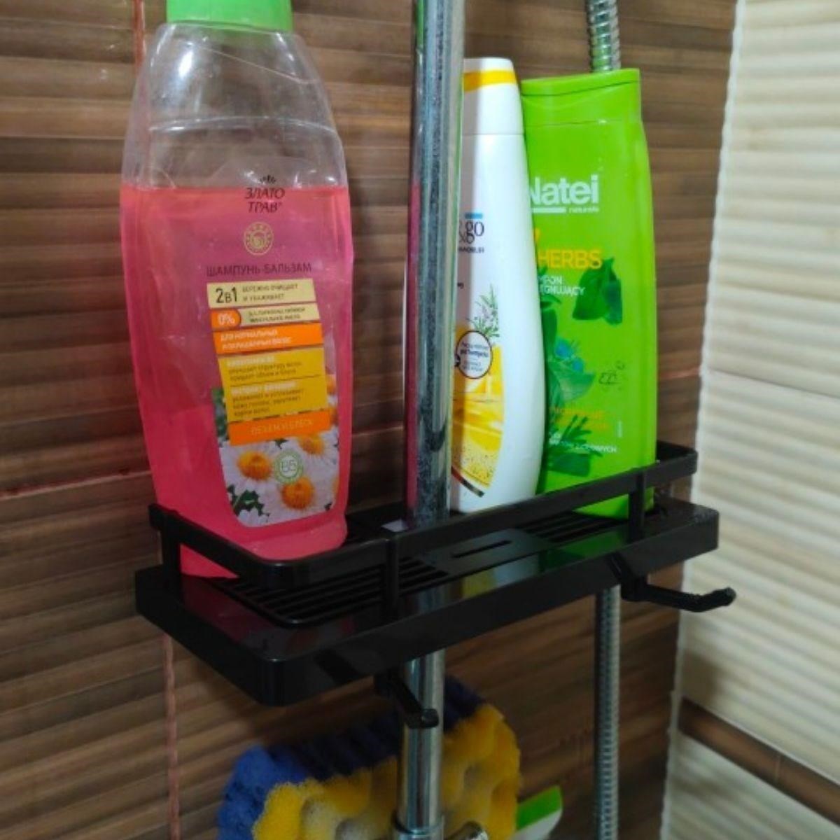 JetBura® Duş Demirine Takılan Siyah Duş Sabunluk Organizeri Şampuan,Sabun,Lif Standı