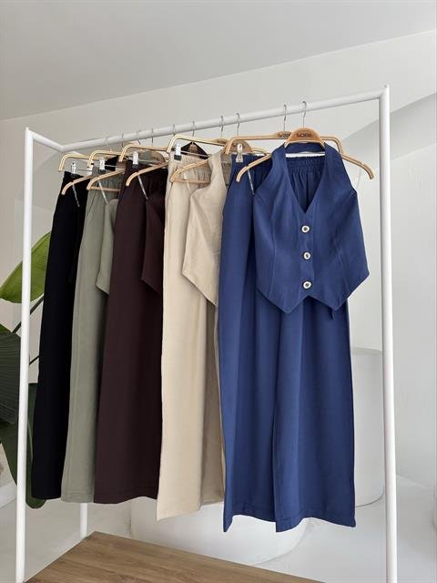 Halter Yaka Yelekli Modal Takım 10144