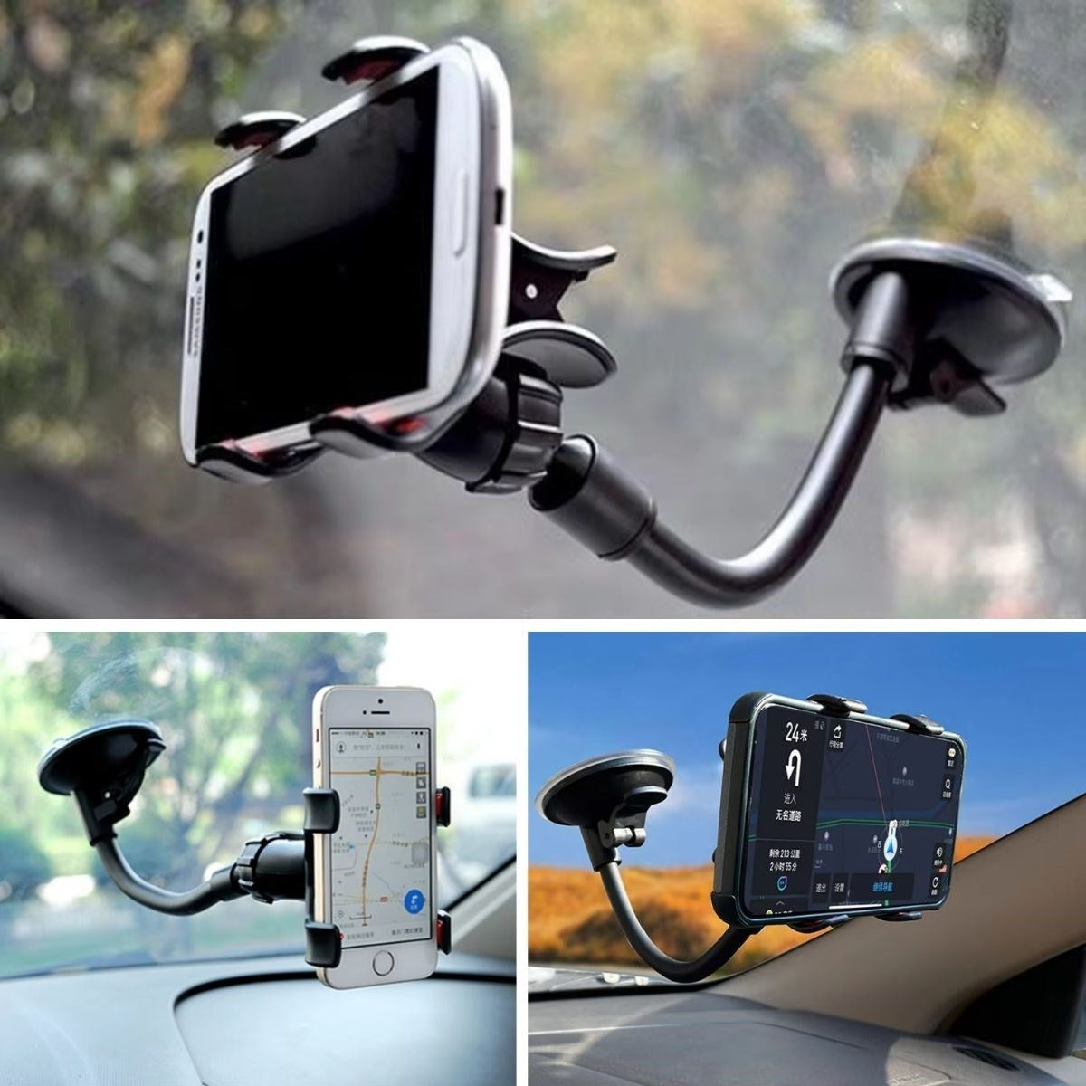 JetBura® Akrobat Cama Sabitlenen Güçlü Vakumlu 360 Derece Dönen Tüm Modellere Uyan Oto Telefon Tutucu