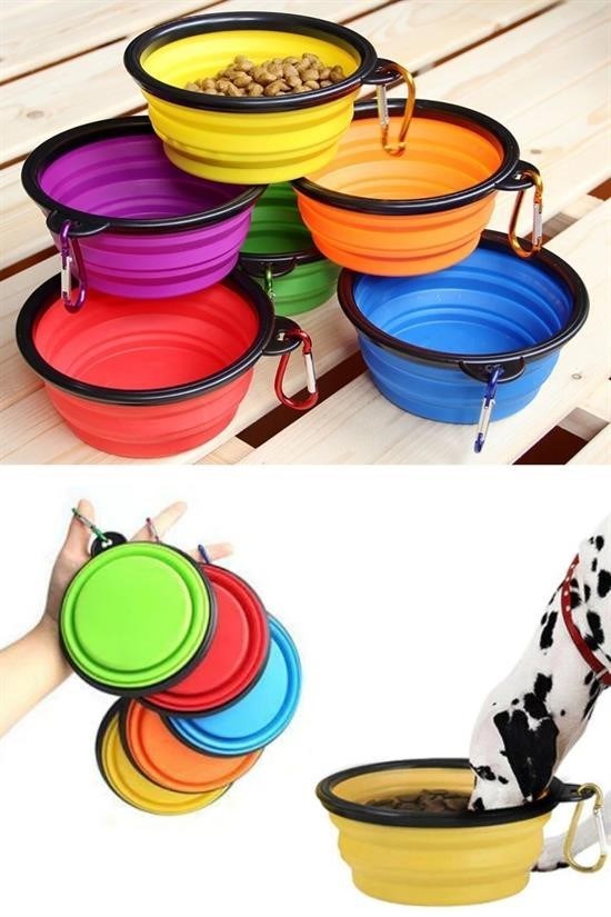 JetBura® Katlanabilir Kedi Köpek Mama ve Su Kabı Köpek Oyuncağı