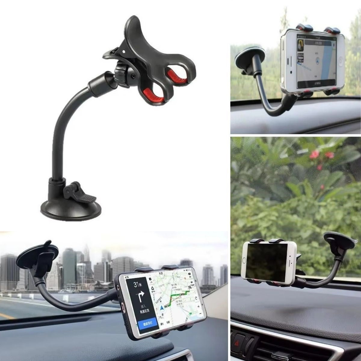 JetBura® Akrobat Cama Sabitlenen Güçlü Vakumlu 360 Derece Dönen Tüm Modellere Uyan Oto Telefon Tutucu
