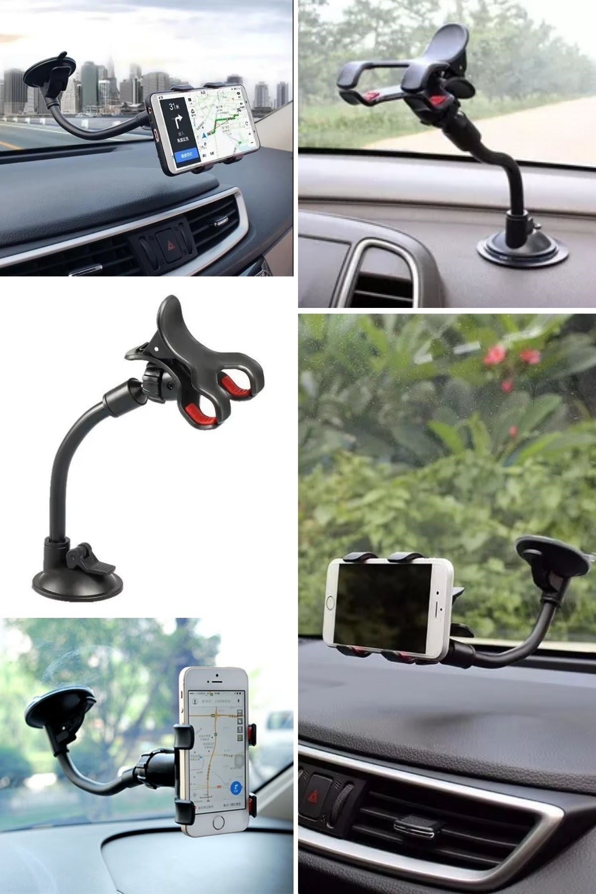 JetBura® Akrobat Cama Sabitlenen Güçlü Vakumlu 360 Derece Dönen Tüm Modellere Uyan Oto Telefon Tutucu