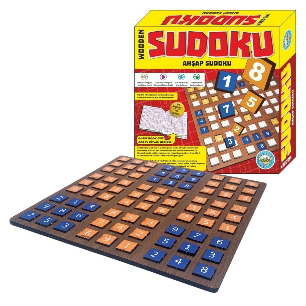 JetBura® 9 Bölümlü Ahşap Sudoku Eğitici Oyun Seti