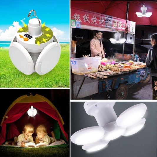 JetBura® 5 Led'li 3 Farklı Işık Modlu Açılıp Kapanabilir Led Kanatlı Güneş Enerjili Solar Aydınlatma Asılabilir Kamp Feneri