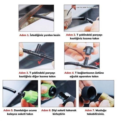 JetBura® 10 Metre Kendin Yap Balkon Veranda Çardak Kamelya Sulama Serinletme ve Nemlendirme Sistemi