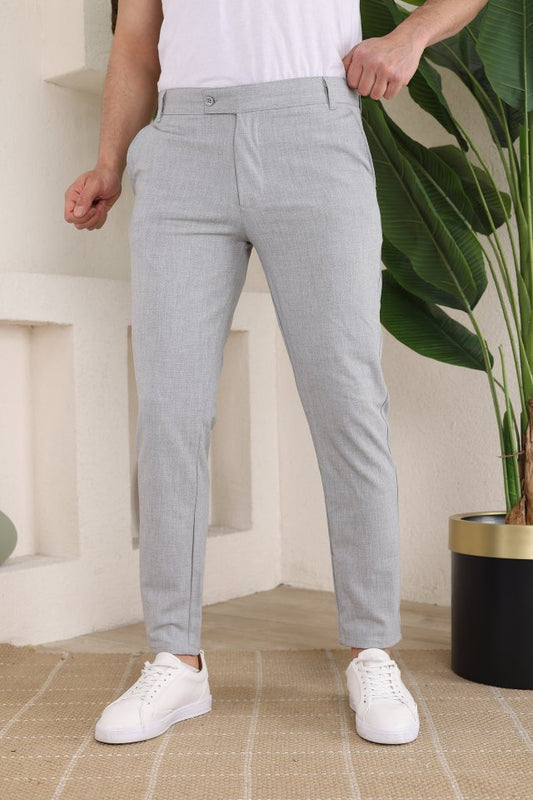Erkek Slim Fit Likralı Bilek Boy Kumaş Pantolon