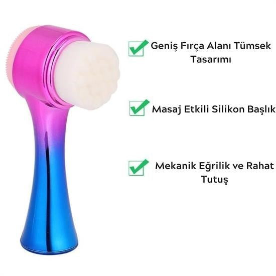 JetBura® Çift İşlevli Renkli Cilt Yüz Temizleme Fırçası Peeling Masaj Etkili Gözenek Temizleyici Alet