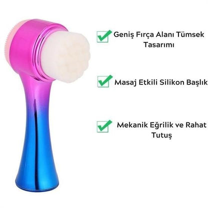 JetBura® Çift İşlevli Renkli Cilt Yüz Temizleme Fırçası Peeling Masaj Etkili Gözenek Temizleyici Alet