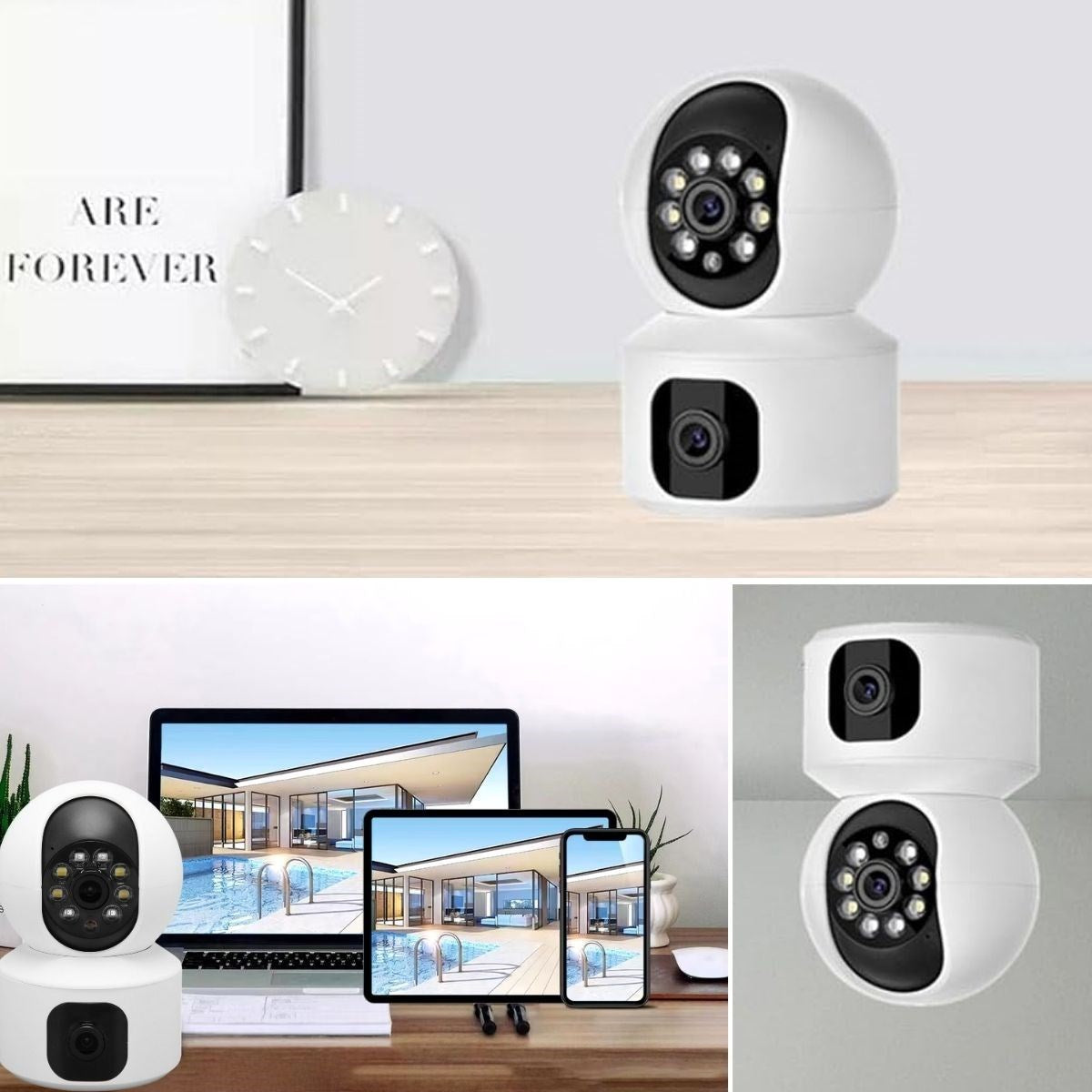 JetBura® Çift Kameralı Wifi Bağlantılı Gece Görüşlü Ev Tipi Güvenlik Kamerası