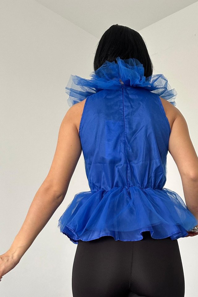 Saks Tüllü Bluz