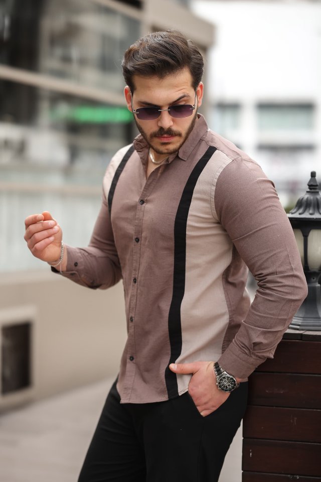 Erkek çizgi Desenli Gömlek