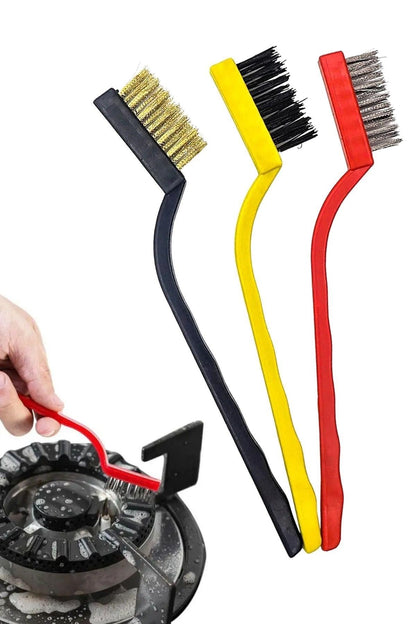 JetBura®  3 lü Detaylı Temizlik Bakır,Demir ve Sert Plastik Tel Fırça