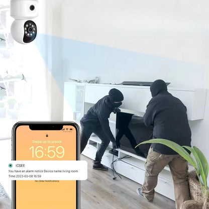 JetBura® Çift Kameralı Wifi Bağlantılı Gece Görüşlü Ev Tipi Güvenlik Kamerası
