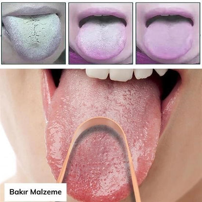 JetBura® Bakır Oil Pulling Yağ Çekme Dil Plak Temizleme Aleti Dil Fırçası Sıyırıcı Dil Kaşığı