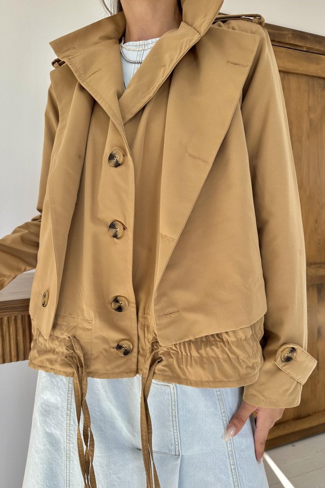 Camel Çift Katlı Kısa Ceket