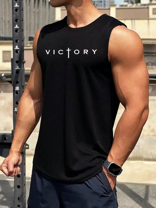 Erkek Sıfır Kol Victory Baskılı Süprem Bluz